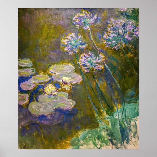 Claude Monet - Waterlilies and Agapanthus Poster (Front)