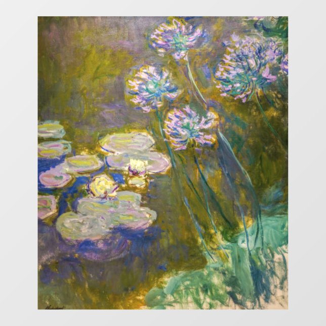 Claude Monet - Waterlilies and Agapanthus Window Cling (Sheet)