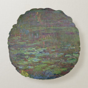 Claude Monet Waterlilies at Sunset Round Cushion