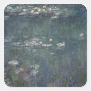 Claude Monet   Waterlilies: Green Reflections Square Sticker