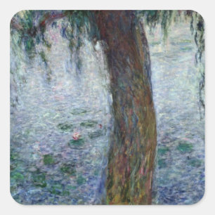 Claude Monet Waterlilies Weeping Willows right Square Sticker