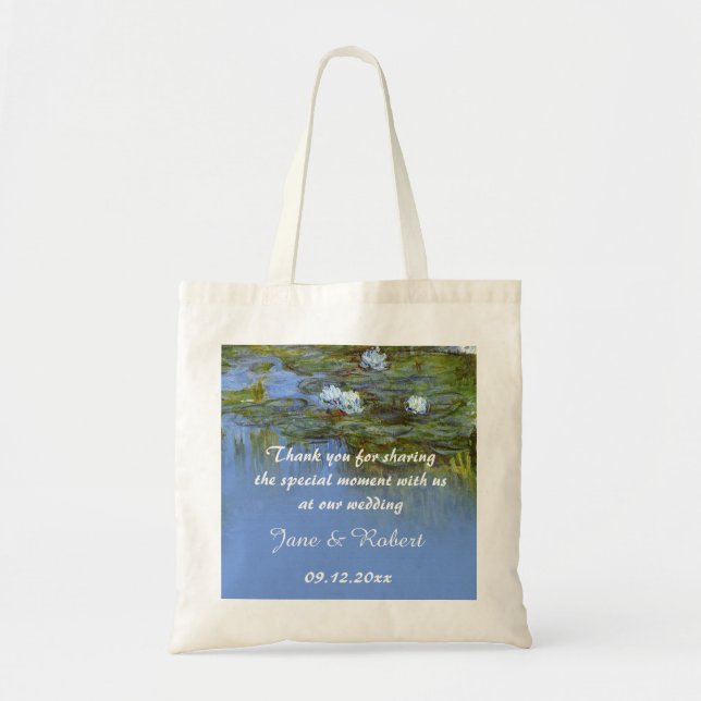 Claude Monet waterlily wedding favor than you Tote Bag (Front)