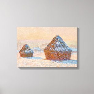 Claude Monet - Wheatstacks, Snow Effect, Morning Canvas Print