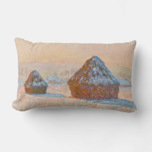Claude Monet - Wheatstacks, Snow Effect, Morning Lumbar Cushion