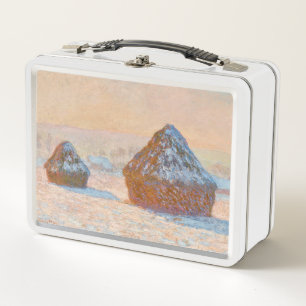 Claude Monet - Wheatstacks, Snow Effect, Morning Metal Lunch Box