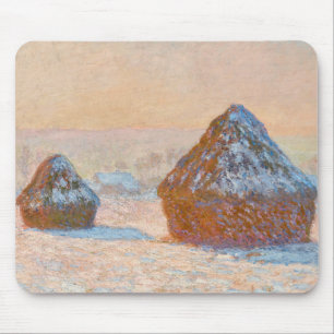 Claude Monet - Wheatstacks, Snow Effect, Morning Mouse Mat