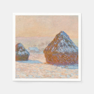 Claude Monet - Wheatstacks, Snow Effect, Morning Napkin