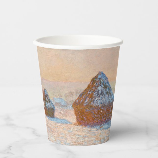 Claude Monet - Wheatstacks, Snow Effect, Morning Paper Cups (Front)
