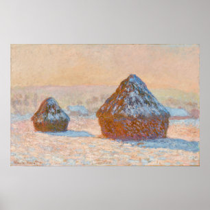 Claude Monet - Wheatstacks, Snow Effect, Morning Poster
