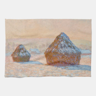 Claude Monet - Wheatstacks, Snow Effect, Morning Tea Towel