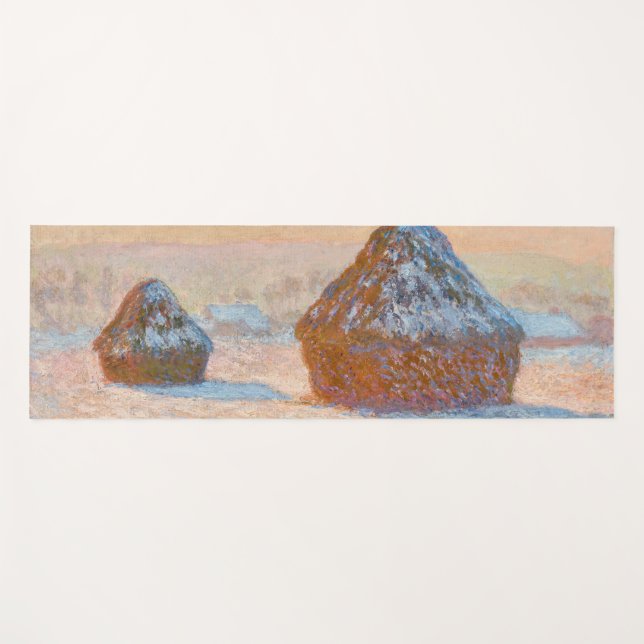 Claude Monet - Wheatstacks, Snow Effect, Morning Yoga Mat (Front (Horizontal))