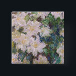Claude Monet - White Clematis 15 Cm Square Badge<br><div class="desc">White Clematis / Clematites Blanches - Claude Monet,  1887</div>