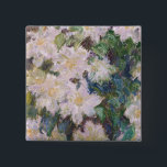 Claude Monet - White Clematis 15 Cm Square Badge<br><div class="desc">White Clematis / Clematites Blanches - Claude Monet,  1887</div>