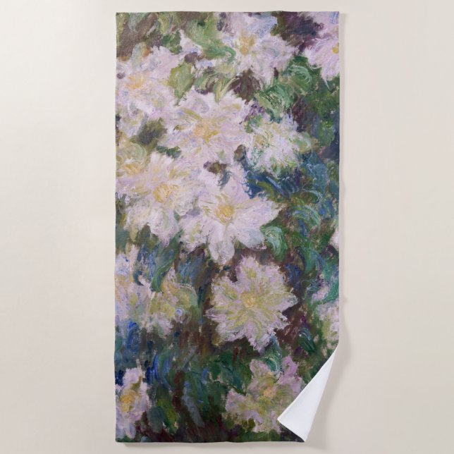 Claude Monet - White Clematis Beach Towel (Front)