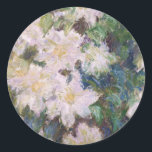Claude Monet - White Clematis Classic Round Sticker<br><div class="desc">White Clematis / Clematites Blanches - Claude Monet,  1887</div>