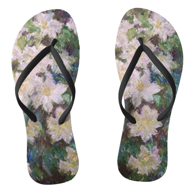 Claude Monet - White Clematis Flip Flops (Footbed)