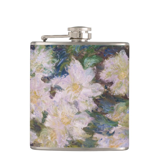 Claude Monet - White Clematis Hip Flask (Front)