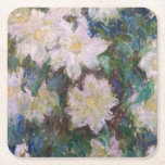 Claude Monet - White Clematis Square Paper Coaster<br><div class="desc">White Clematis / Clematites Blanches - Claude Monet,  1887</div>