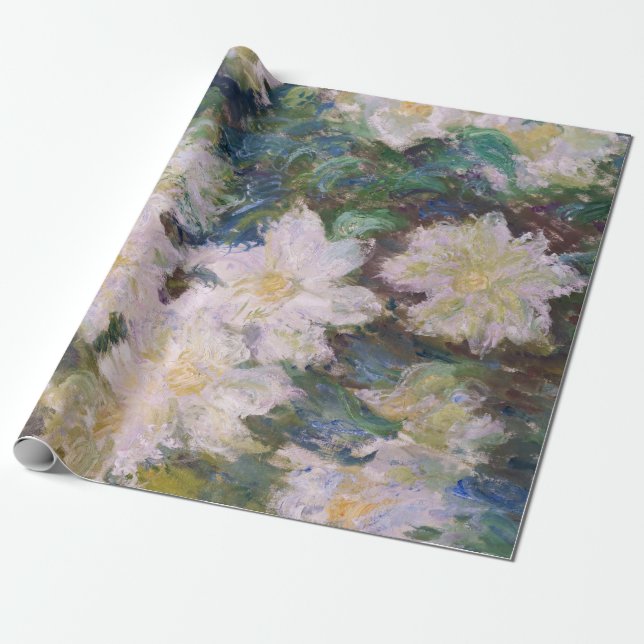 Claude Monet - White Clematis Wrapping Paper (Unrolled)