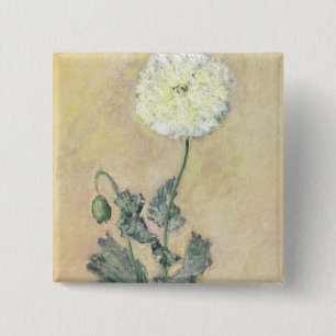 Claude Monet   White Poppy, 1883 15 Cm Square Badge