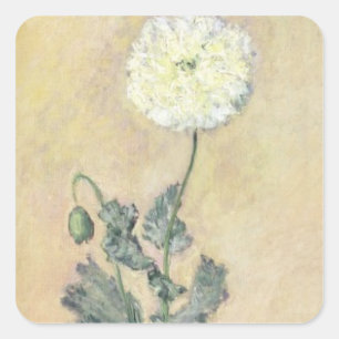 Claude Monet   White Poppy, 1883 Square Sticker