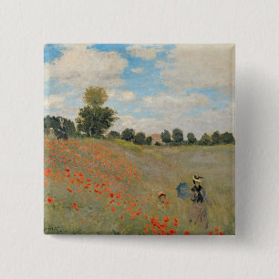 Claude Monet Wild Poppies, near Argenteuil 15 Cm Square Badge
