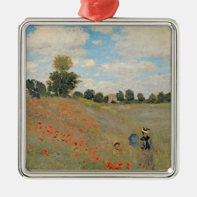 Claude Monet | Wild Poppies, near Argenteuil Metal Tree Decoration (Front)