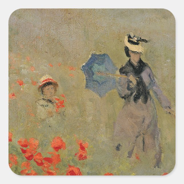 Claude Monet | Wild Poppies, near Argenteuil Square Sticker (Front)