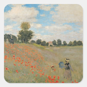 Claude Monet Wild Poppies, near Argenteuil Square Sticker