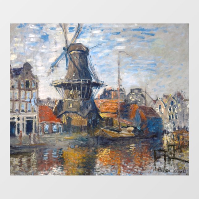 Claude Monet - Windmill, Amsterdam  Window Cling (Sheet)