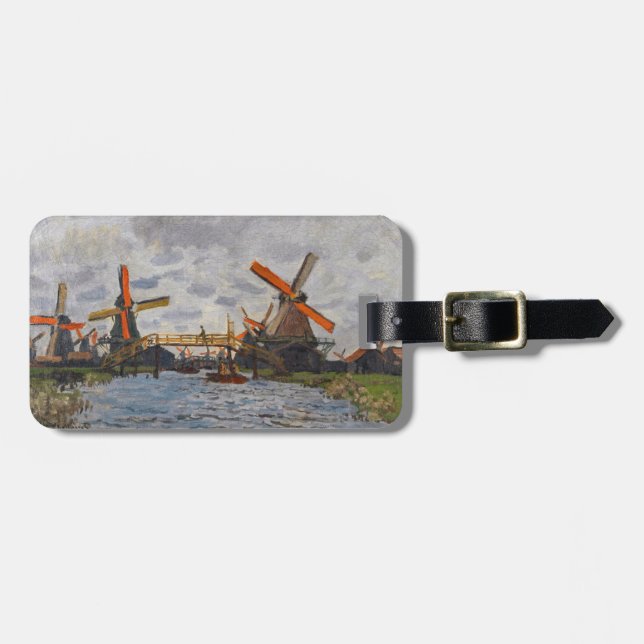 Claude Monet - Windmills near Zaandam Luggage Tag (Front Horizontal)
