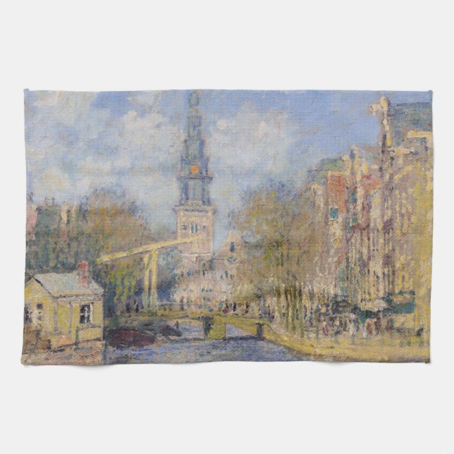 Claude Monet - Windmills near Zaandam Tea Towel (Horizontal)