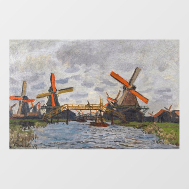 Claude Monet - Windmills near Zaandam Window Cling (Sheet)