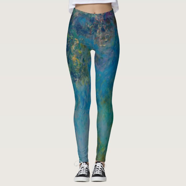 Claude Monet Wisteria Fine Art Floral GalleryHD Leggings (Front)