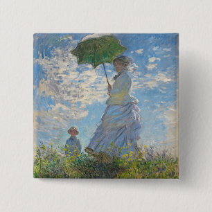 Claude Monet   Woman with a Parasol 15 Cm Square Badge