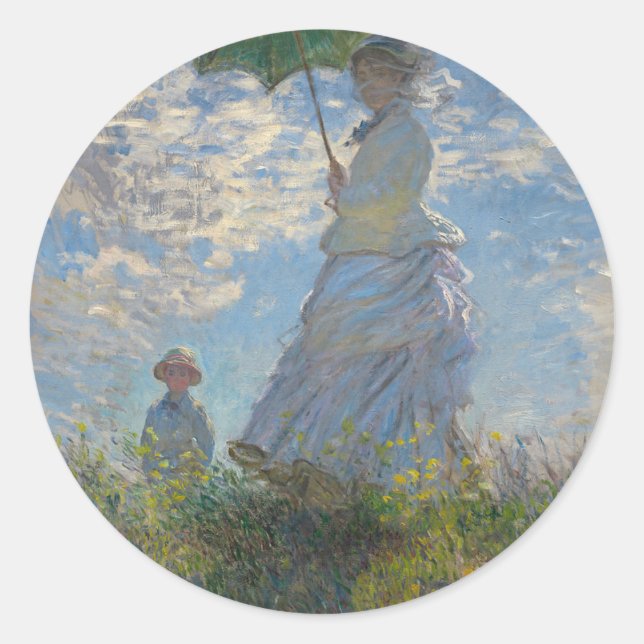 Claude Monet - Woman with a Parasol Artwork Classic Round Sticker (Front)
