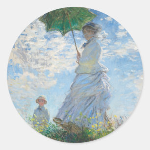CLAUDE MONET "WOMAN WITH A PARASOL" ENVELOPE CLASSIC ROUND STICKER