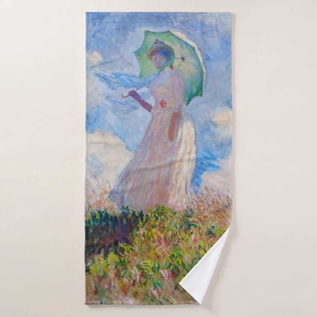 Claude Monet - Woman with a Parasol facing left Bath Towel Set (Bath Towel)