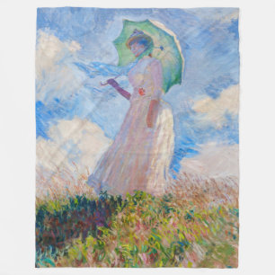 Claude Monet - Woman with a Parasol facing left Fleece Blanket
