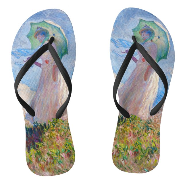 Claude Monet - Woman with a Parasol facing left Flip Flops (Footbed)
