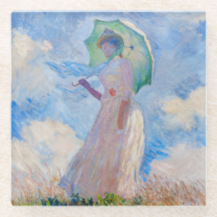 Claude Monet - Woman with a Parasol facing left Glass Coaster