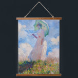 Claude Monet - Woman with a Parasol facing left Hanging Tapestry<br><div class="desc">Study of a Figure Outdoors,  also known as Woman with a Parasol/Umbrella facing left. By Claude Monet in 1886.</div>