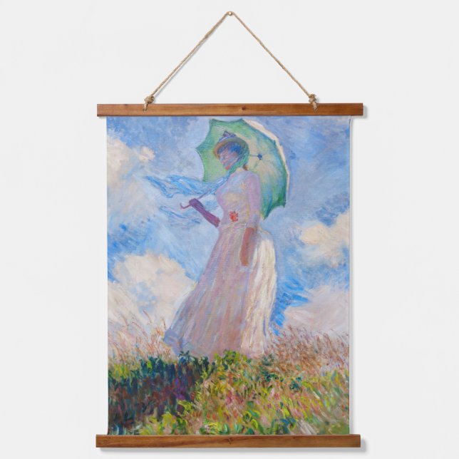 Claude Monet - Woman with a Parasol facing left Hanging Tapestry (Front)