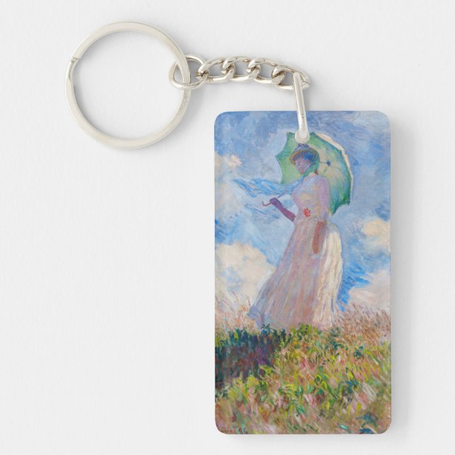 Claude Monet - Woman with a Parasol facing left Key Ring (Front)