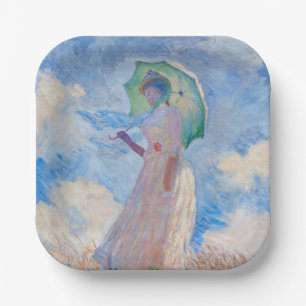 Claude Monet - Woman with a Parasol facing left Paper Plate