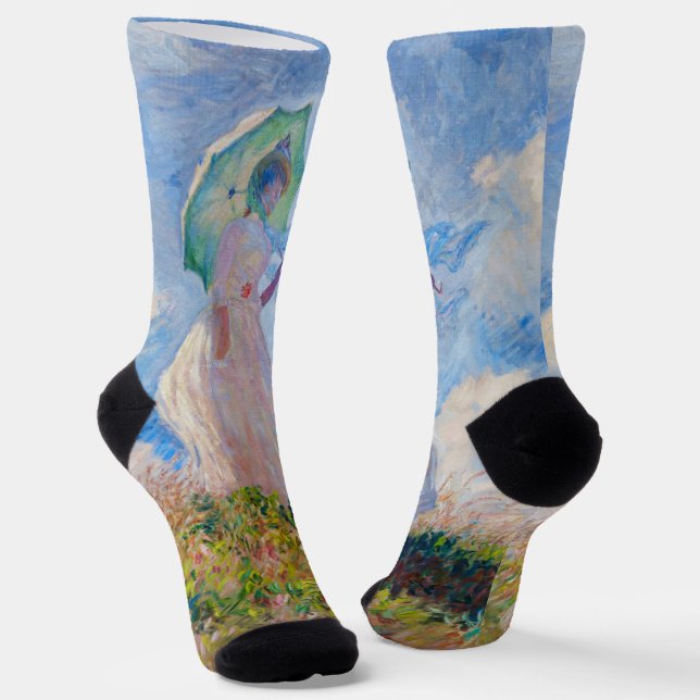 Claude Monet - Woman with a Parasol facing left Socks (Angled)
