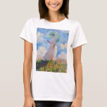Claude Monet - Woman with a Parasol facing left T-Shirt<br><div class="desc">Study of a Figure Outdoors,  also known as Woman with a Parasol/Umbrella facing left. By Claude Monet in 1886.</div>