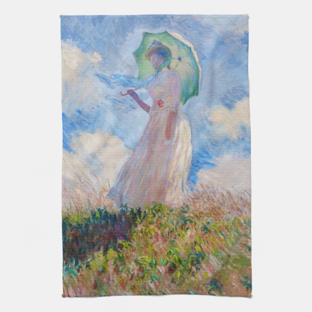 Claude Monet - Woman with a Parasol facing left Tea Towel (Vertical)