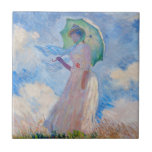 Claude Monet - Woman with a Parasol facing left Tile<br><div class="desc">Study of a Figure Outdoors,  also known as Woman with a Parasol/Umbrella facing left. By Claude Monet in 1886.</div>