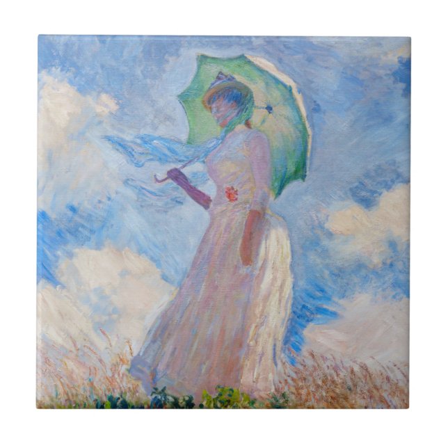 Claude Monet - Woman with a Parasol facing left Tile (Front)
